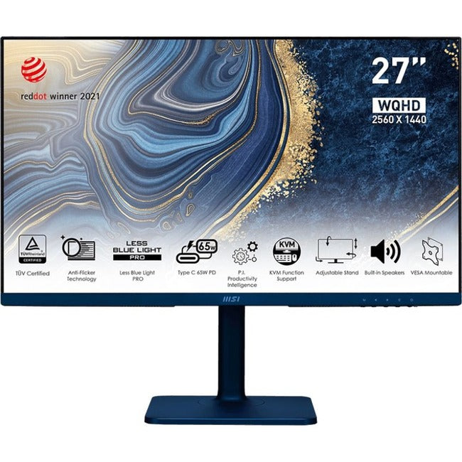 MSI Modern MD272QP 27" Class WQHD LCD Monitor - 16:9 - Black - MODERNMD272QPULTRAMARINE