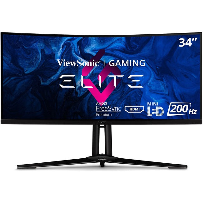 ViewSonic ELITE XG341C-2K 34 Inch 1440p Curved Gaming Monitor with 1ms, 200Hz, Mini LED, HDMI 2.1, DisplayPort, and USB C for Esports - XG341C-2K
