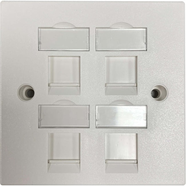 Tripp Lite by Eaton 4-Port UK-Style Keystone Wall Plate, Unloaded Shuttered Module, White - N042U-W04-S