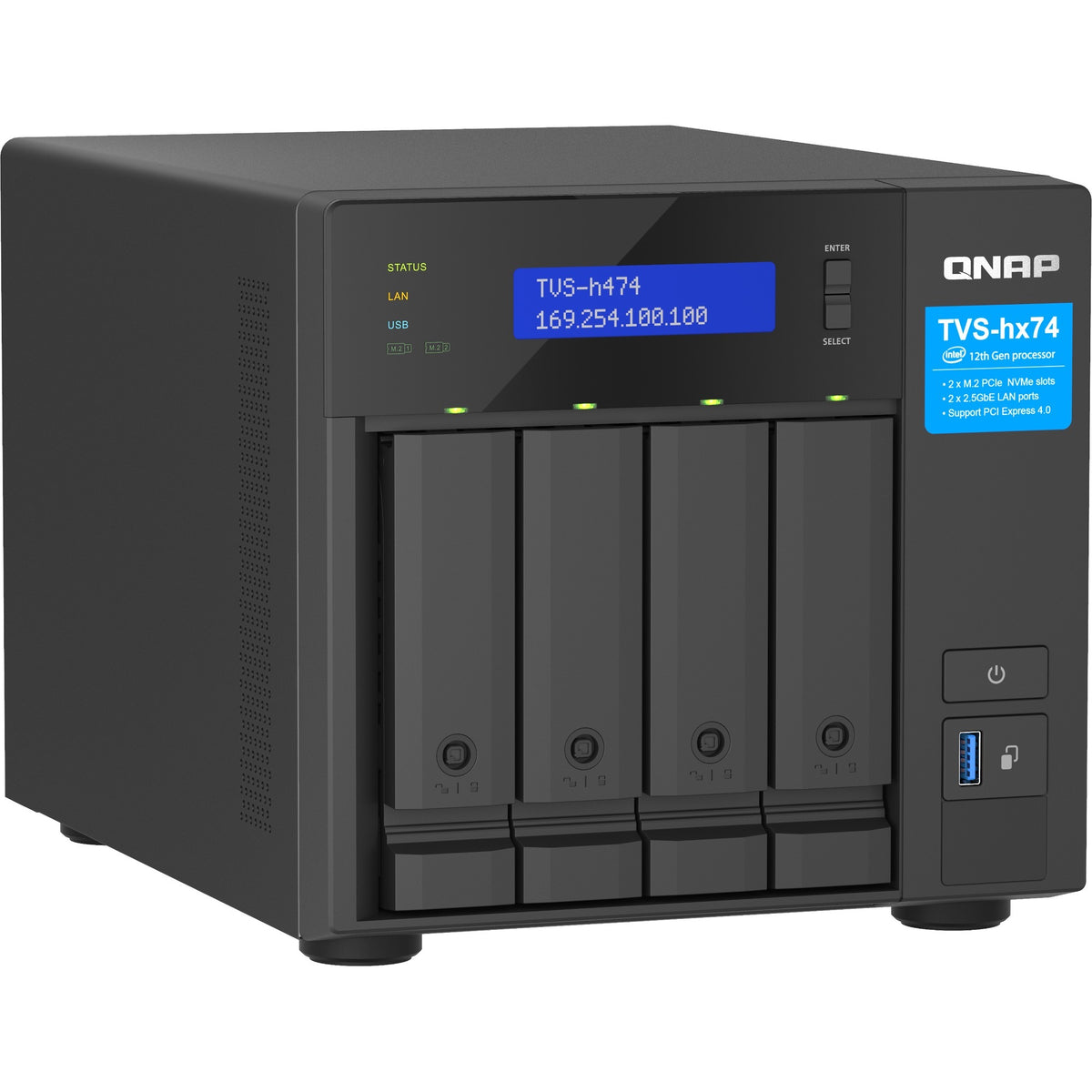 QNAP TVS-h474-PT-8G SAN/NAS Storage System - TVS-H474-PT-8G-US