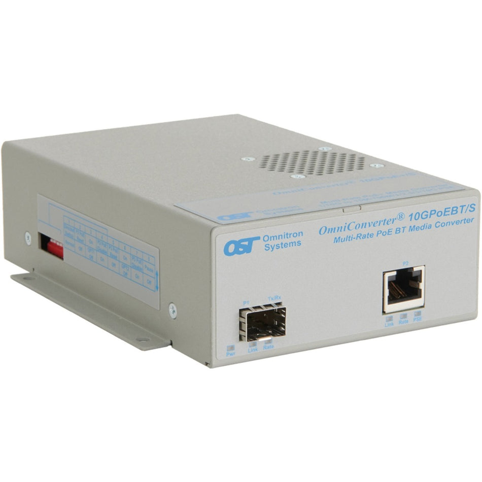 Omnitron Systems OmniConverter 10GPoEBT/S 9192-0-11-1 Transceiver/Media Converter - 9192B-0-11-1