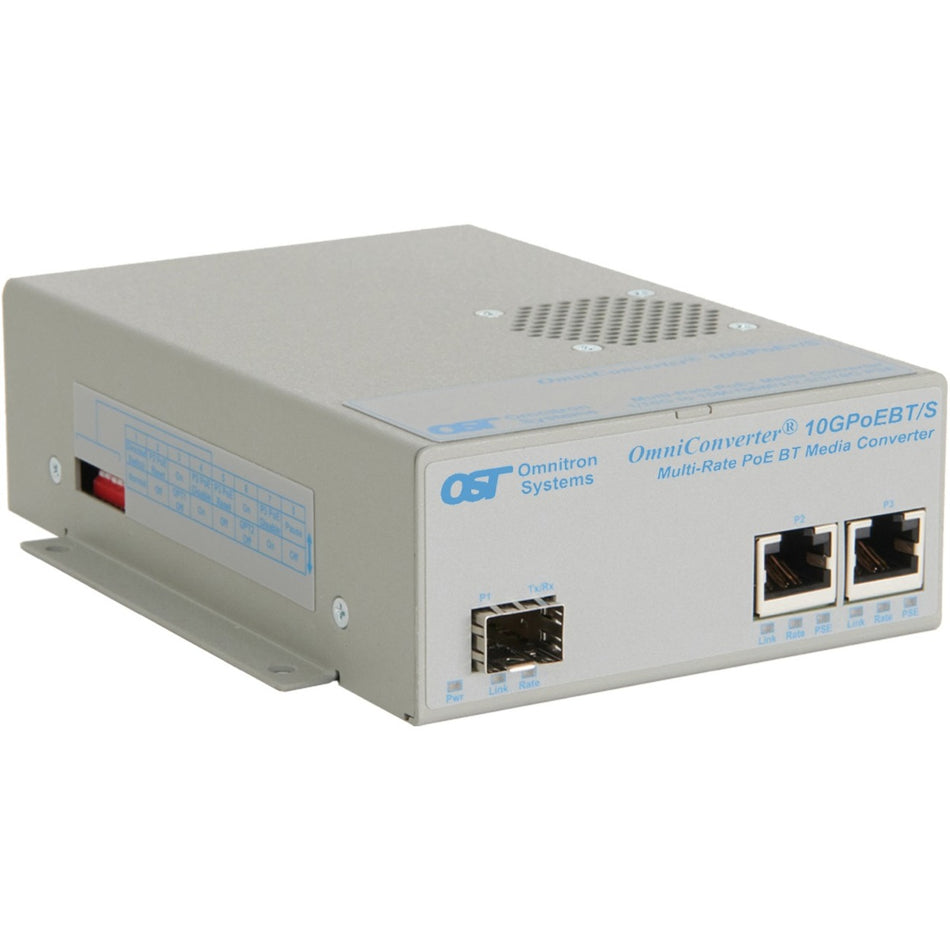 Omnitron Systems OmniConverter 10GPoEBT/S 9192-0-12-1W Transceiver/Media Converter - 9192B-0-12-1W