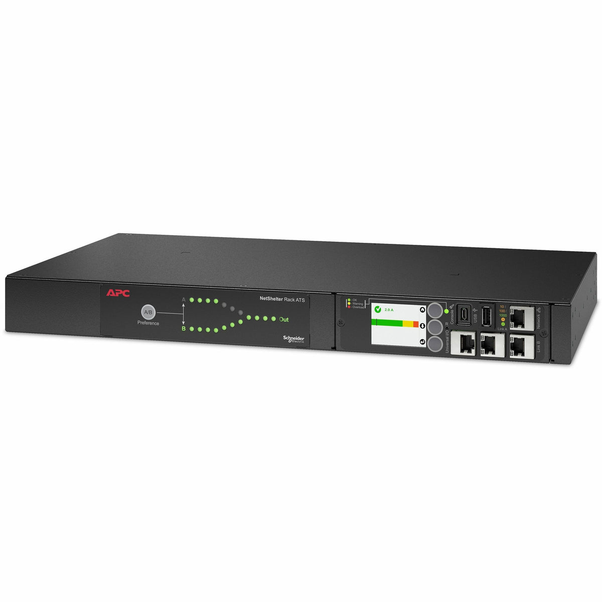 APC Netshelter Rack Automatic Transfer Switch, 1U, 20A, 120V, 2 L5-20 IN, 10 5-20R OUT, 50/60 Hz - AP4452A