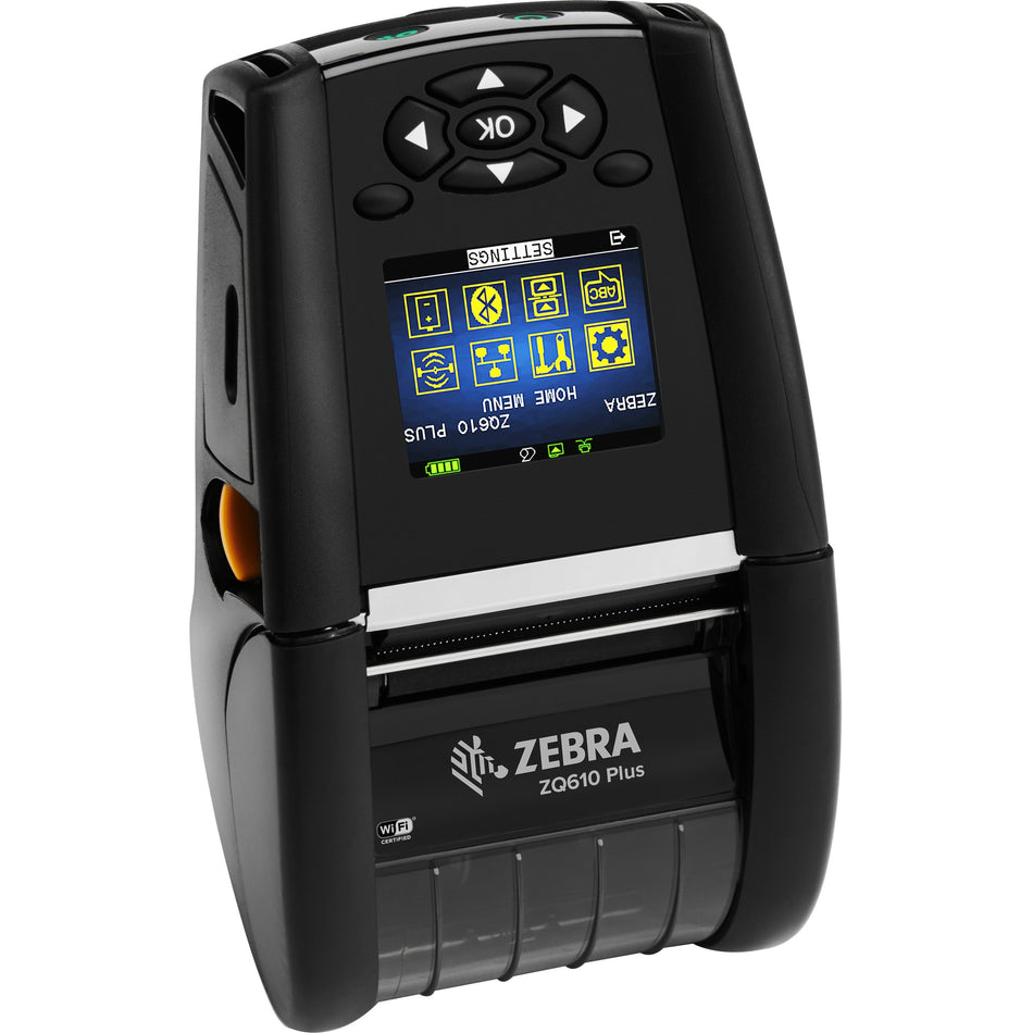 Zebra ZQ610 Plus Desktop, Industrial, Mobile Direct Thermal Printer - Monochrome - Label/Receipt Print - Bluetooth - Wireless LAN - Near Field Communication (NFC) - ZQ61-AUWB004-00