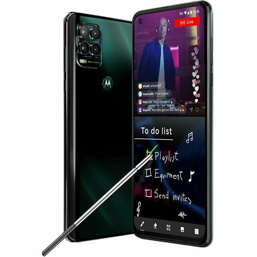 Motorola Mobility moto g stylus 5G 128 GB Smartphone - 6.8" LTPS LCD Full HD Plus 1080 x 2400 - Octa-core (Kryo 460Dual-core (2 Core) 2 GHz + Kryo 460 Hexa-core (6 Core) 1.80 GHz - 4 GB RAM - Android 11 - 5G - Cosmic Emerald - PAN00015US