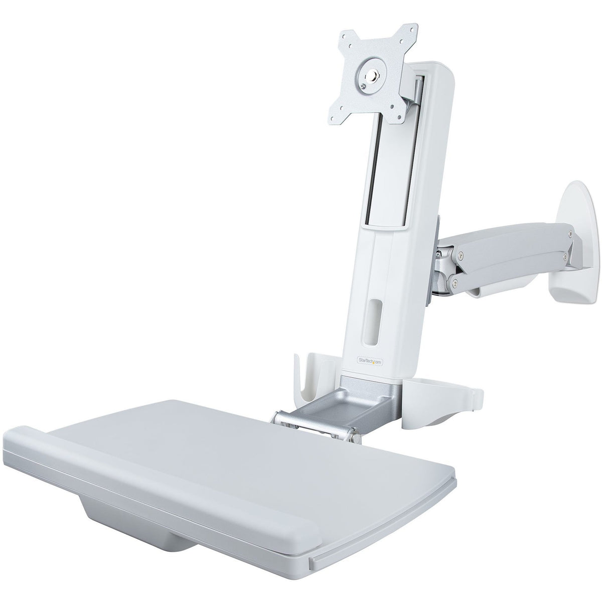 StarTech.com Wall Mount Workstation, Full Motion Sit Stand Desk w/ Height Adjustable VESA Monitor Arm 27"/17.6lb, Wall Mounted Workstation - WALL-WORKSTATION-S