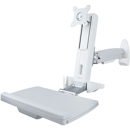 StarTech.com Wall Mount Workstation, Full Motion Sit Stand Desk w/ Height Adjustable VESA Monitor Arm 27"/17.6lb, Wall Mounted Workstation - WALL-WORKSTATION-S