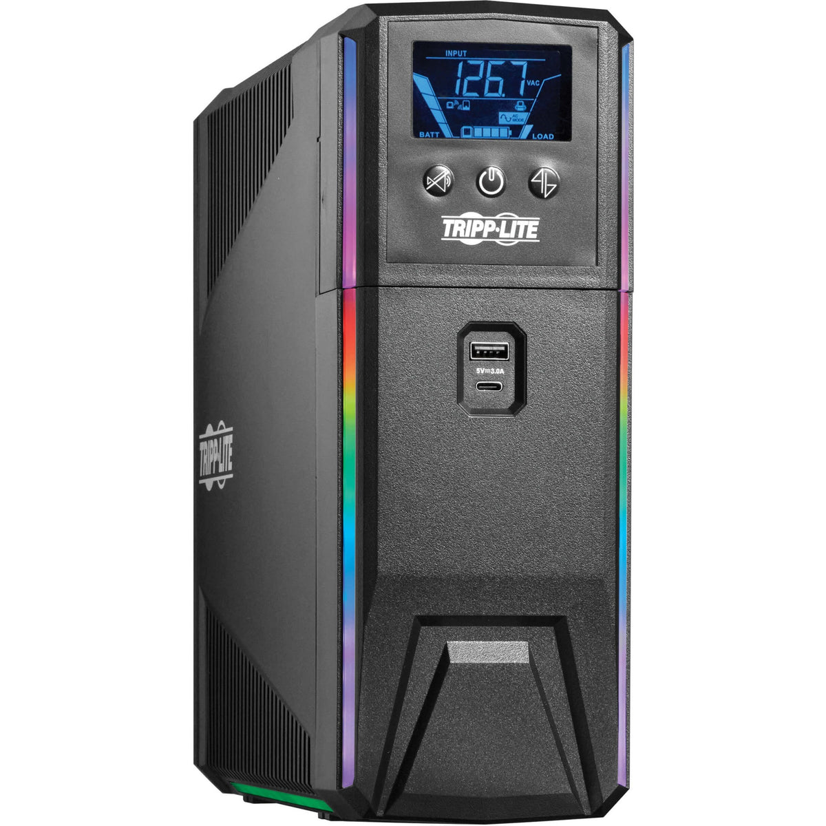 Tripp Lite by Eaton 600VA 360W 120V Pure Sine Wave Gaming UPS Battery Backup - LCD, AVR, RGB LEDs, USB Charging, Power Saving - SMART600PSGLCD