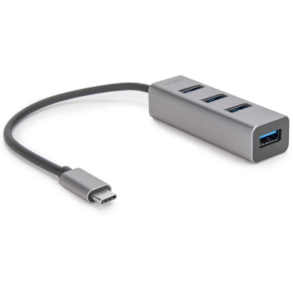 Rocstor Premium Portable 4 Port Aluminum Hub - USB-C to 4x USB-A Hub - USB 3.0 Hub - Bus Powered - USB C to USB Type-A Hub - USB Type C - External - USB-C 3.1 to 4 USB Type-A 3.0 Port(s) USB-A - For MacBook&copy;, MacBook Air&copy;, MacBook Pro&copy;, Chromebook&trade;, Microsoft&copy; Surface&copy; - Aluminum - Gray - Y10A228-A1