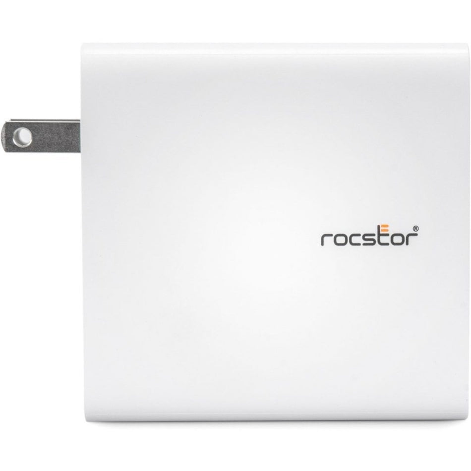 Rocstor 140W Smart USB-C&trade; Power Adapter AC Charger. Compatible with Apple&reg; MacBook&reg;, MacBook Air&reg;, MacBook Pro&reg; with Thunderbolt 3/4 (87W & 96W), MacBook Pro&reg; 13" (61 & 67W), MacBook Pro&reg; 14" 2021 and higher, MacBook Pro&reg; 16" 2019, 2021 and higher. Chromebook&reg;, Microsoft&reg; Surface&reg;, HP&reg;, Lenovo&reg; & Dell&reg; Tablet & Laptop. Compatible with any USB-C-enabled Laptop device up to 140W - UL & FCC/CE Certified - GaN technology - White - Y10A271-W1