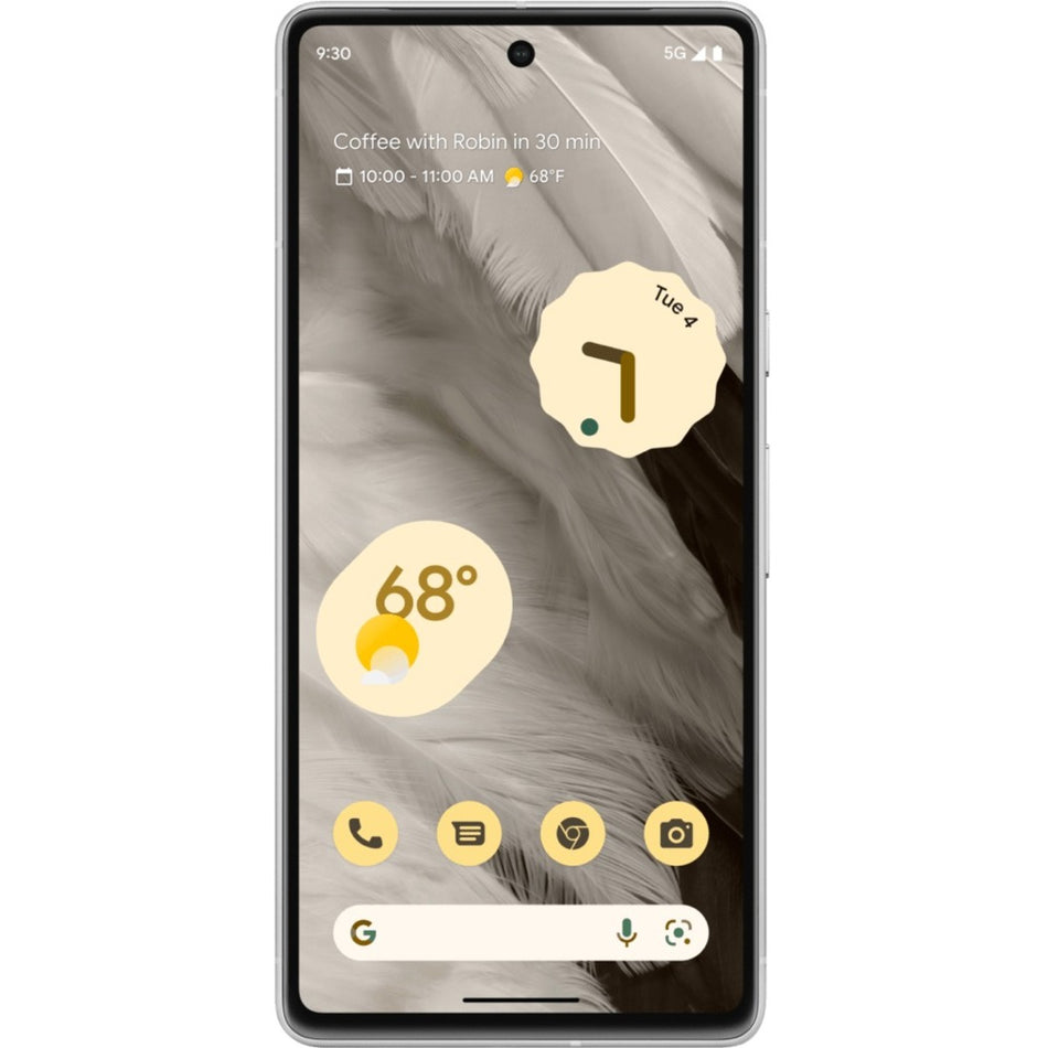 Google Pixel 7 128 GB Smartphone - 6.3" OLED Full HD Plus 1080 x 2400 - Octa-core (Cortex X1Dual-core (2 Core) 2.85 GHz + Cortex A78 Dual-core (2 Core) 2.35 GHz + Cortex A55 Quad-core (4 Core) 1.80 GHz - 8 GB RAM - Android 13 - 5G - Snow - GA03933-US