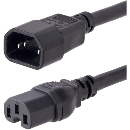 StarTech.com 10ft (3m) Heavy Duty Extension Cord, IEC C14 to IEC C15 Black Extension Cord, 15A 125V, 14AWG, Heavy Gauge Power Cable - H1415-10F-POWER-CORD