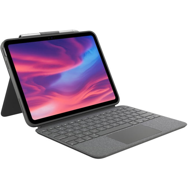 Logitech Combo Touch Keyboard/Cover Case (Folio) for 10.9" Apple, Logitech iPad (10th Generation) Tablet - Oxford Gray - 920-011433