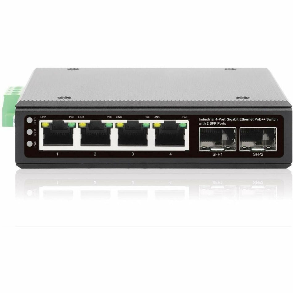 Intellinet Industrial 4-Port Gigabit Ethernet PoE++ Switch with 2 SFP Ports - 508995