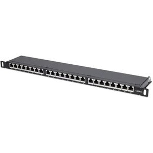 Patch Panel, Cat6a, FTP, 24-Port, 19" , 0.5U, Shielded, 90&deg; Top-Entry Punch Down Blocks, Black - 720922