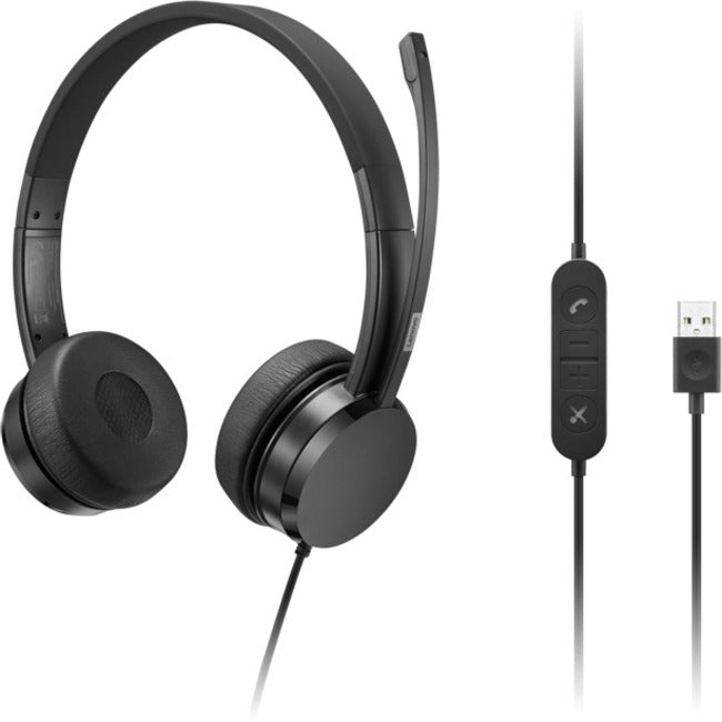 Lenovo USB-A Wired Stereo On-Ear Headset (with Control Box) - 4XD1K18260