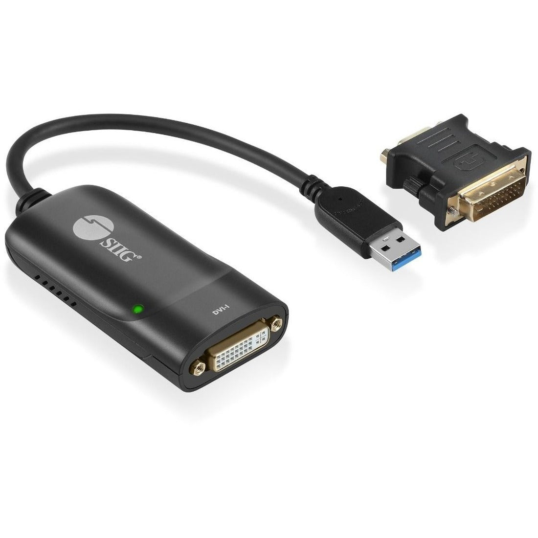 SIIG USB 3.0 to DVI/VGA Pro adapter - 1080p - USB 3.0 5 Gbps - included DVI to VGA adapter - JU-DV0112-S3