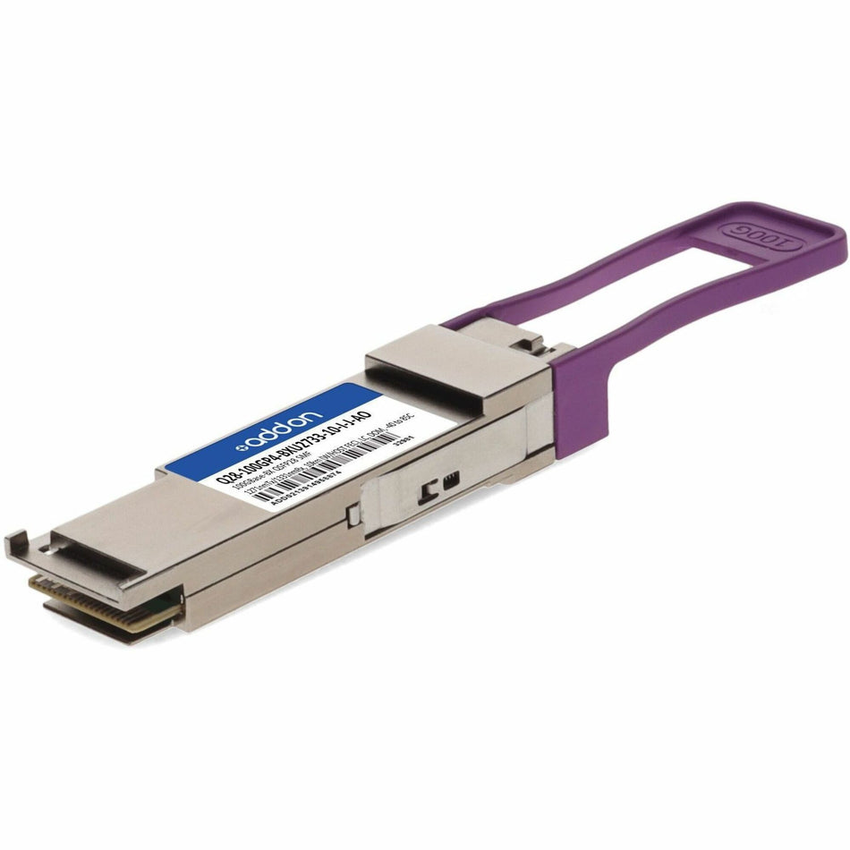 AddOn Juniper Networks&reg; Compatible TAA 100GBase-BX PAM4 QSFP28 Transceiver (SMF, 1271nmTx/1331nmRx, 10km w/FEC, LC, DOM, -40 to 85C) - Q28-100GP4-BXU2733-10-I-J-AO