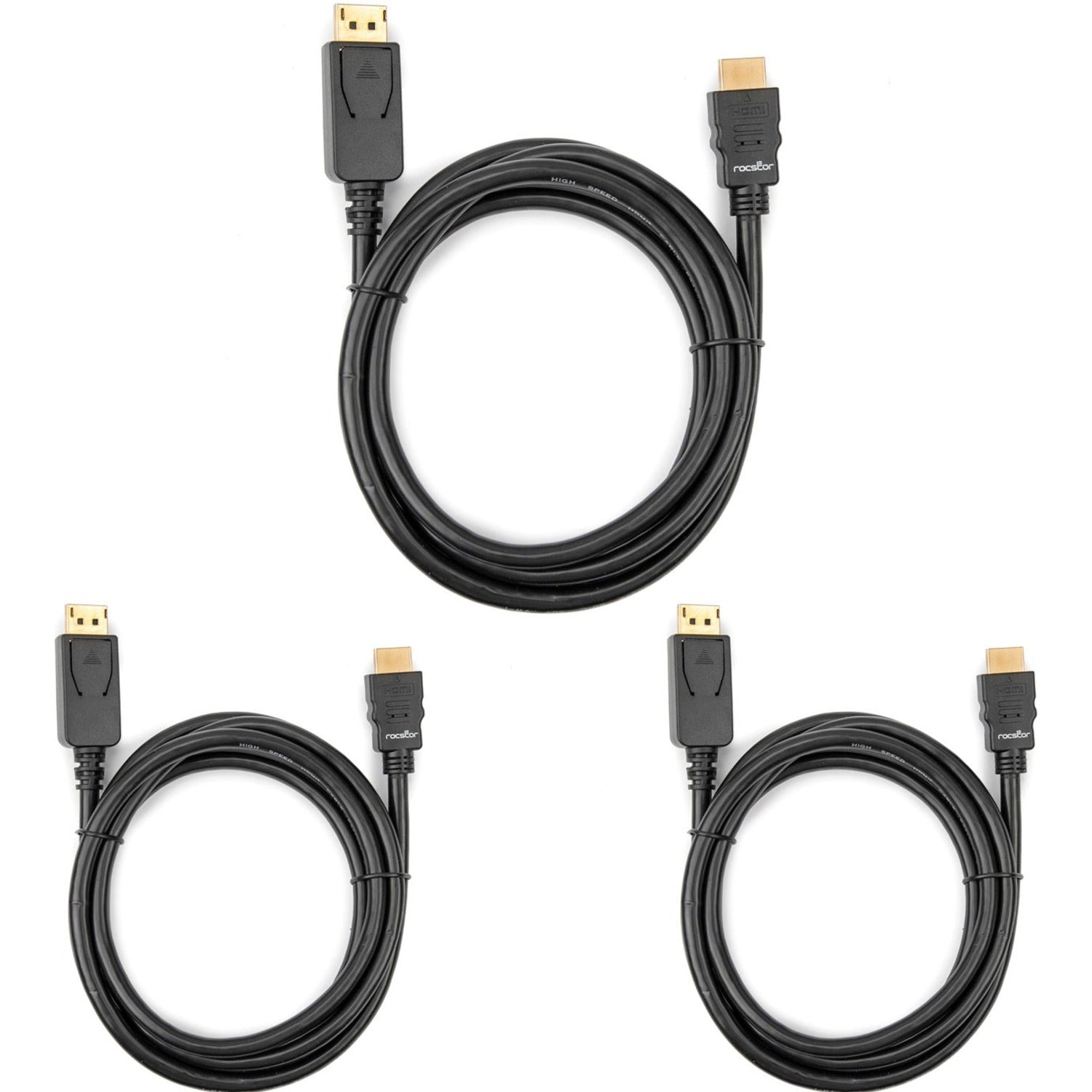 Rocstor Premium DisplayPort to HDMI Converter Cable - 6 ft - Y10C127-B1-3PK