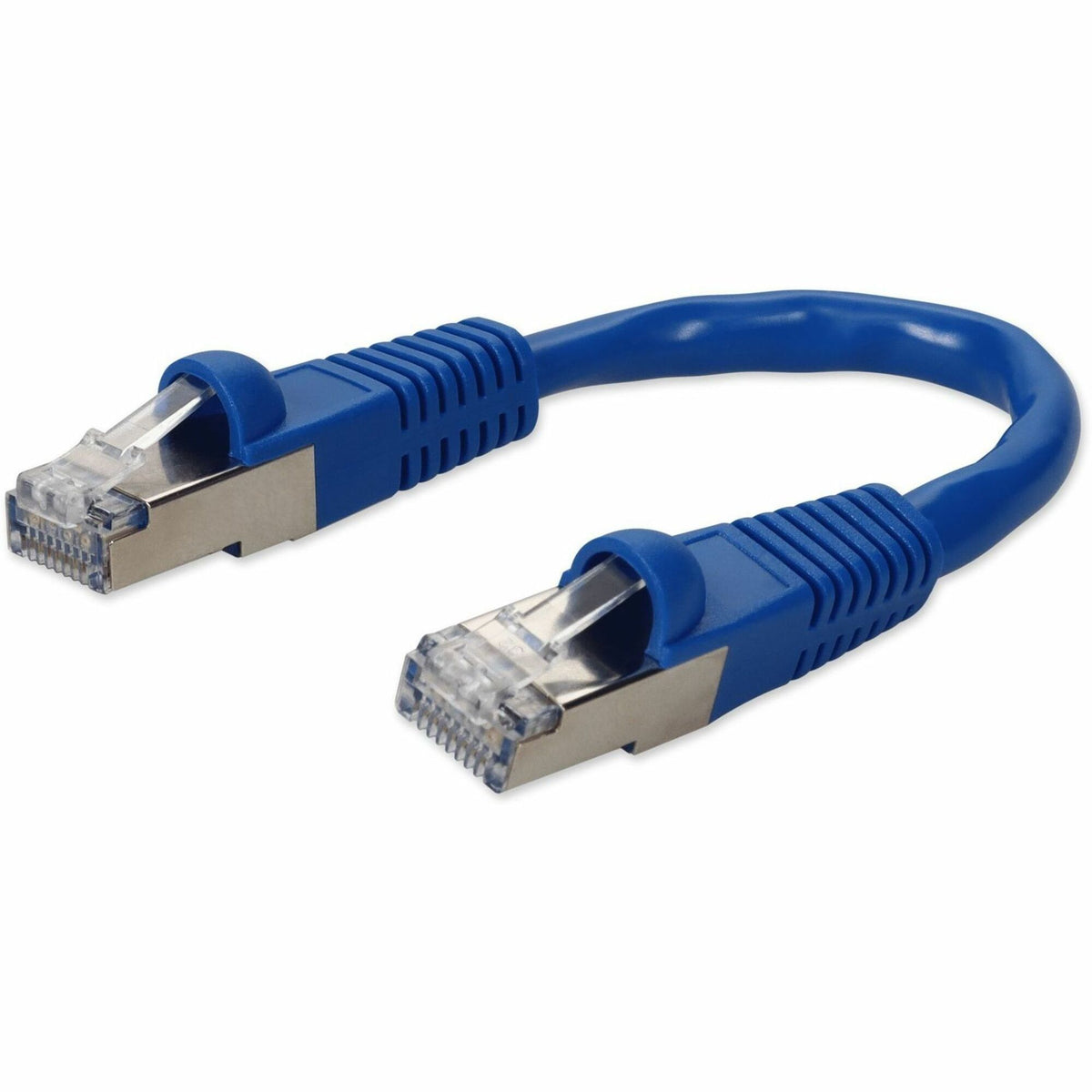 AddOn 6in Blue CAT 7 Shielded (S/FTP) PVC Ethernet Cable Snagless Bubble Boot RJ-45 M/M - ADD-0-5FCAT7-BE