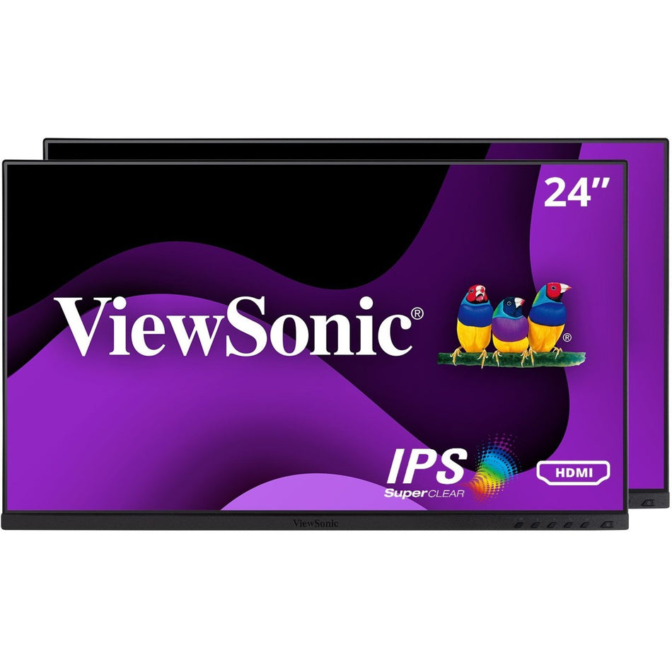ViewSonic VG2448A-2_H2 24 Inch Dual Pack Head-Only 1080p IPS Monitor with Ultra-Thin Bezels, HDMI, DisplayPort, USB, and VGA for Home and Office - VG2448A-2_H2