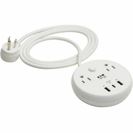Eaton Tripp Lite Series Safe-IT 30W 2-Outlet Surge Protector - 5-15R Outlets, 3 USB Ports, 6 ft. (1.8 m) Cord, 300 Joules, Antimicrobial Protection, White - TLP26PD30WCAM