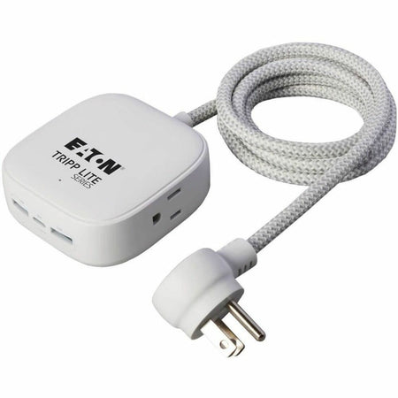Eaton Tripp Lite Series Safe-IT 32W 2-Outlet Power Strip - 5-15R Outlets, 3 USB Ports, 6 ft. (1.8 m) Cord, Antimicrobial Protection, White - PS26PD32WCAM