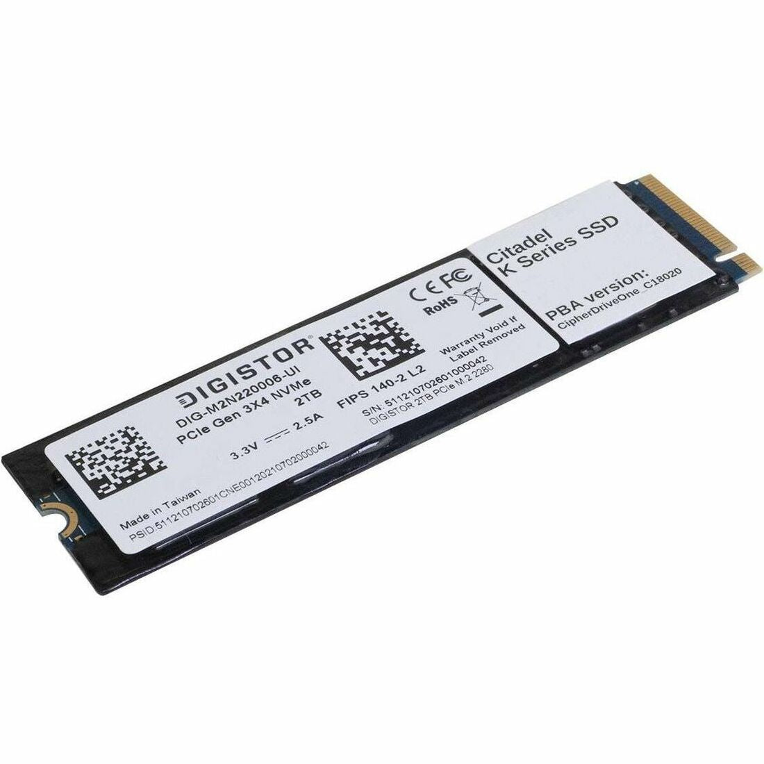 DIGISTOR Citadel K 512 GB Solid State Drive - M.2 2280 Internal - PCI Express NVMe (PCI Express NVMe 3.0 x4) - TAA Compliant - DIG-M2N251232-K02