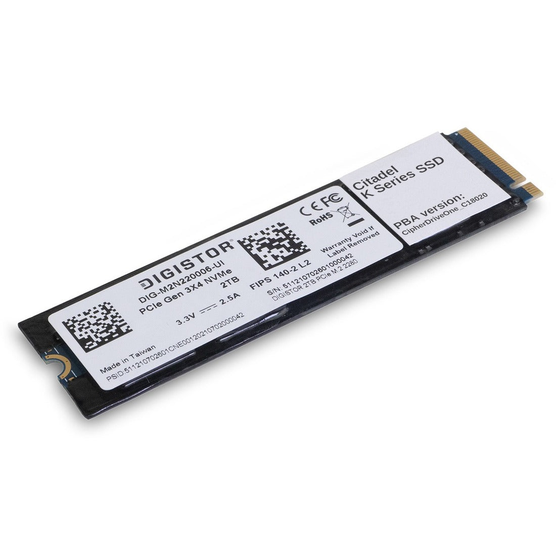 DIGISTOR Citadel K 1 TB Solid State Drive - M.2 2280 Internal - PCI Express NVMe (PCI Express NVMe 3.0 x4) - TAA Compliant - DIG-M2N2100032-K02