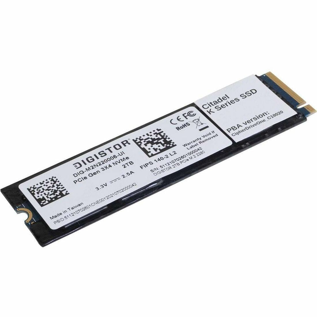 DIGISTOR Citadel K 512 GB Solid State Drive - M.2 2280 Internal - PCI Express NVMe (PCI Express NVMe 3.0 x4) - TAA Compliant - DIG-M2N251232-K03