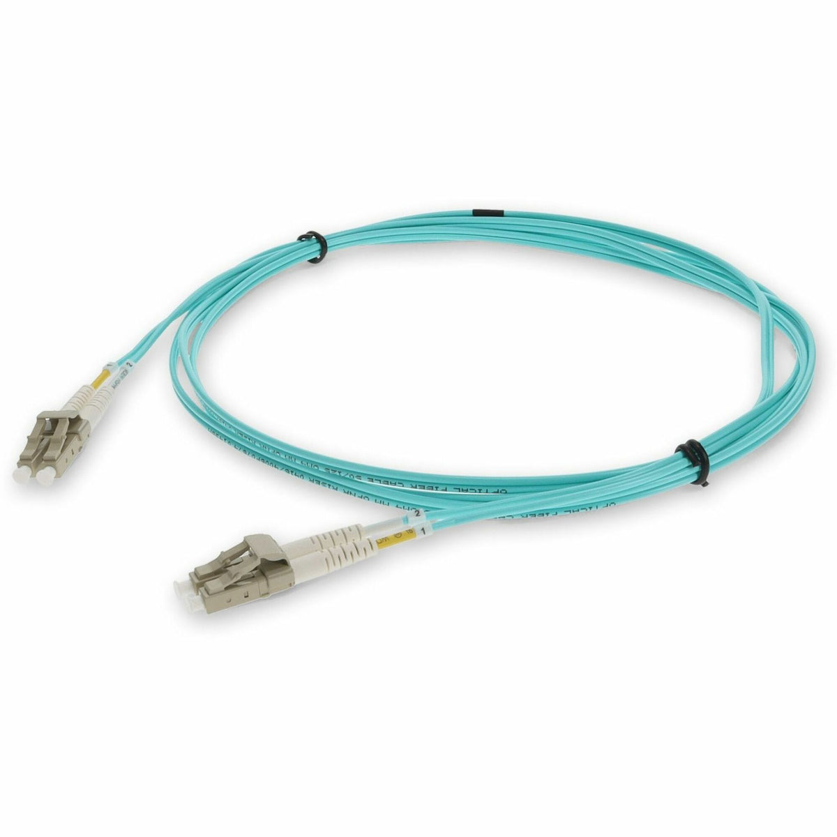 AddOn 0.3m LC to LC Aqua OM3 Duplex OFNR (Riser-Rated) Fiber Patch Cable - ADD-LC-LC-0-3M5OM3