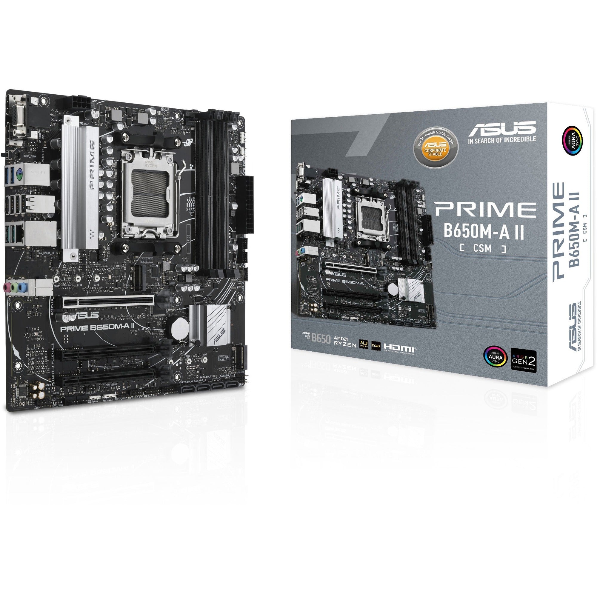 Asus Prime B650M-A II-CSM Gaming Desktop Motherboard - AMD B650 Chipset - Socket AM5 - Micro ATX - PRIME B650M-A II-CSM