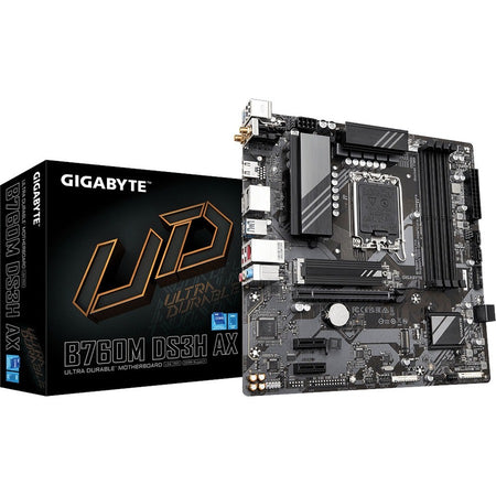 Gigabyte Ultra Durable B760M DS3H AX Gaming Desktop Motherboard - Intel B760 Chipset - Socket LGA-1700 - Micro ATX - B760M DS3H AX