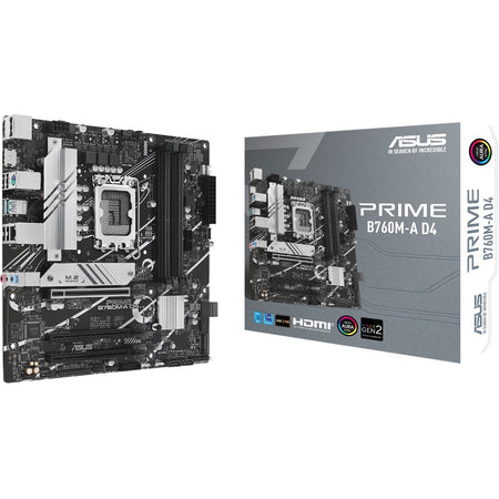 Asus Prime B760M-A D4 Desktop Motherboard - Intel B760 Chipset - Socket LGA-1700 - Micro ATX - PRIMEB760M-AD4