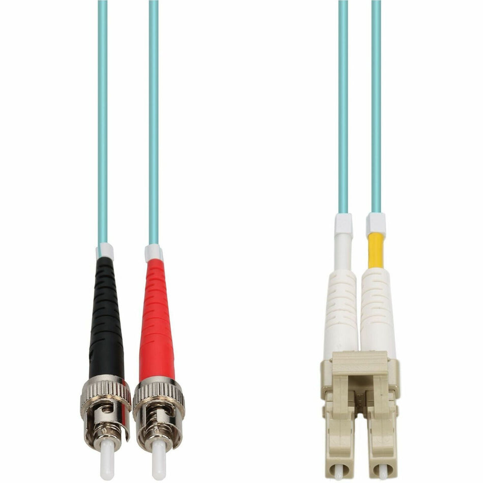 AddOn 4m LC (Male) to ST (Male) Aqua OM4 Duplex Fiber OFNR (Riser-Rated) Patch Cable 1 Ohm - ADD-ST-LC-4M5OM4-1OHM