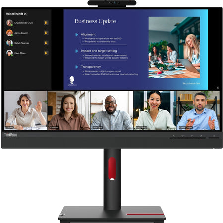Lenovo ThinkVision T24v-30 24" Class Webcam Full HD LED Monitor - 16:9 - Raven Black - 63D8MAR3US
