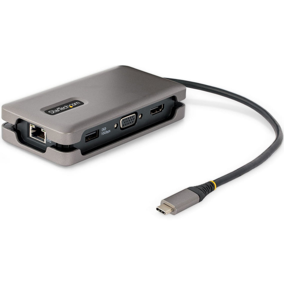 StarTech.com USB-C Multiport Adapter, HDMI/VGA, 4K 60Hz, 3-Port USB Hub, 100W PD Pass-Through, GbE, Mini Docking Station, 1ft/30cm Cable - DKT31CVHPD3