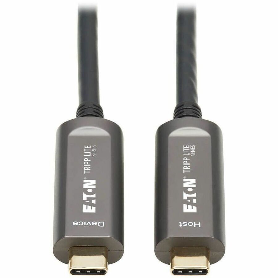 Eaton Tripp Lite Series USB-C AOC Cable (M/M) - USB 3.2 Gen 2 (10 Gbps) Plenum-Rated Fiber Active Optical Cable - Data Only, Backward Compatible, Black, 15 m (49 ft.) - U420F-15M-D321