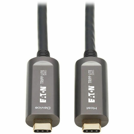 Eaton Tripp Lite Series USB-C AOC Cable (M/M) - USB 3.2 Gen 2 (10 Gbps) Plenum-Rated Fiber Active Optical Cable - Data Only, Backward Compatible, Black, 15 m (49 ft.) - U420F-15M-D321