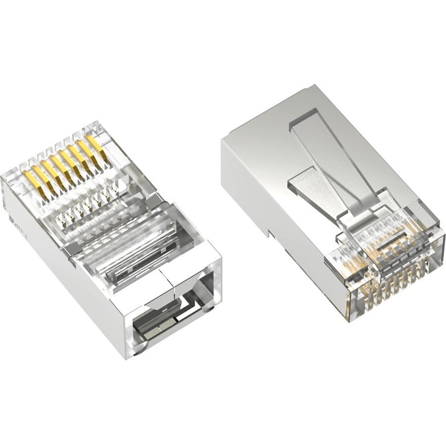 Axiom RJ45 Cat.5e Shielded Plug, Solid/Stranded Wire, 50 Micron, 100-Pack - RJ45C5SS100-AX