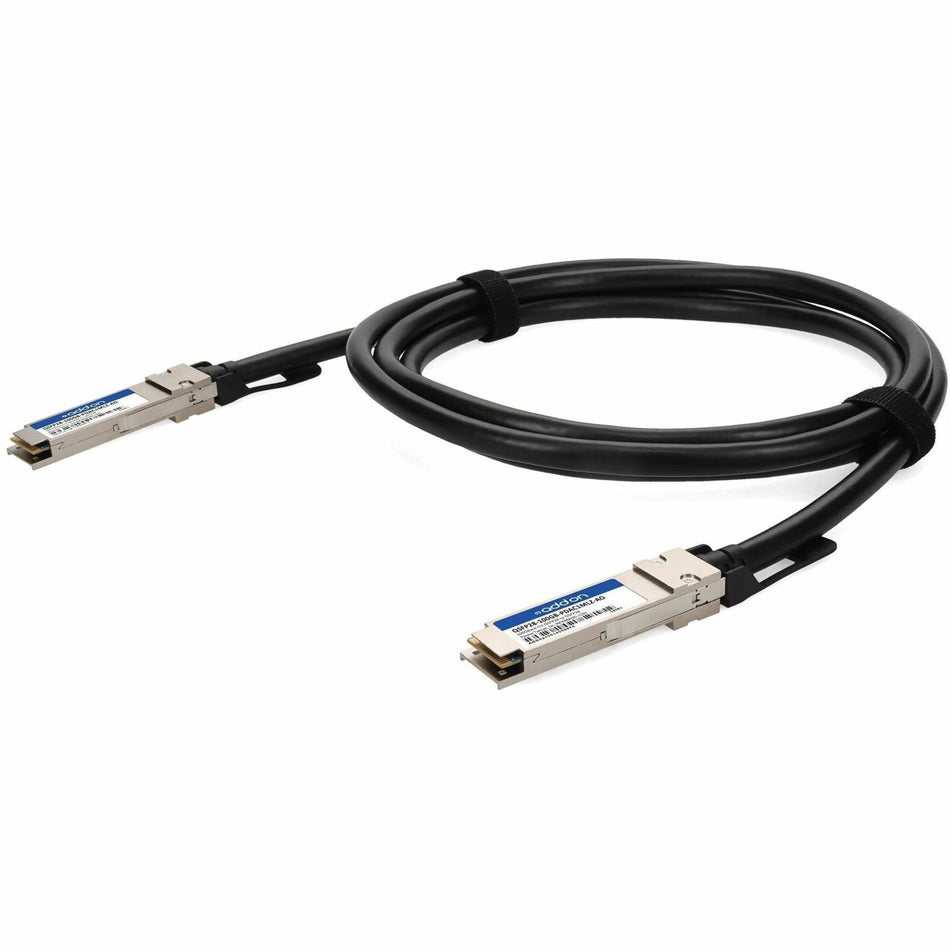 AddOn MSA and TAA 100GBase-CU QSFP28 to QSFP28 Direct Attach Cable (Passive Twinax, 1m, Infiniband EDR, 30AWG, LSZH) - QSFP28-100GB-PDAC1MLZ-AO