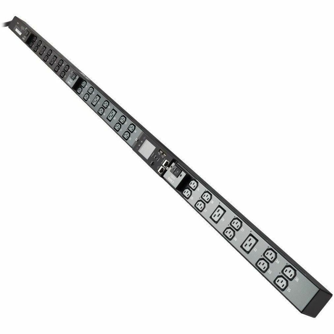 Eaton 8.6kW 200-240V 3-Phase IsoBreaker Managed PDU - Gigabit, 36 Outlets, L15-30P Input, LCD, 10 ft. (3 m) Cord, 0U, 70 in. (1.8 m) Height, TAA - PDU3EVSR1L1530