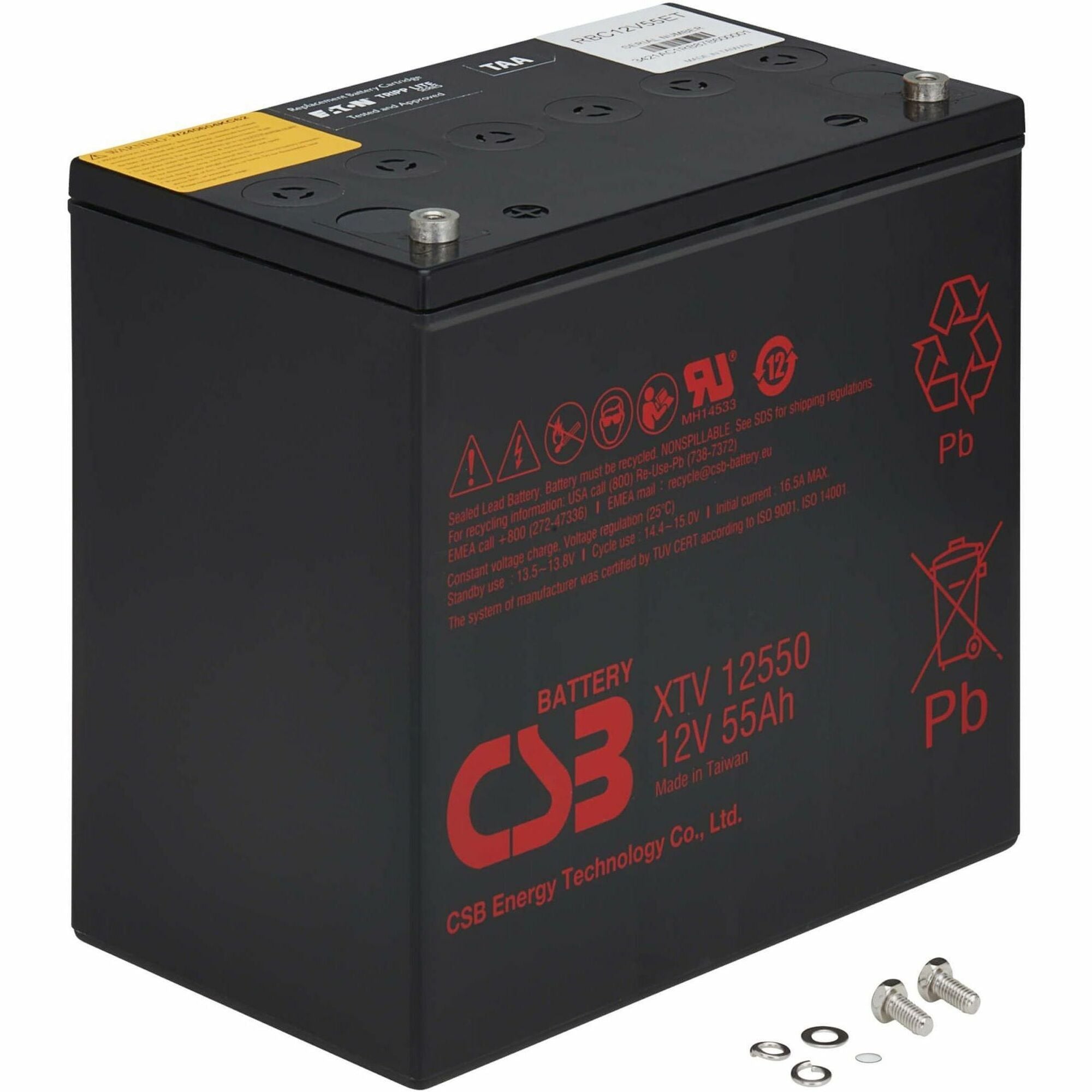 Eaton Tripp Lite Series External 12V DC 55AH Battery Module for 120V AC Extreme Temperature Network UPS, TAA - RBC12V55ET