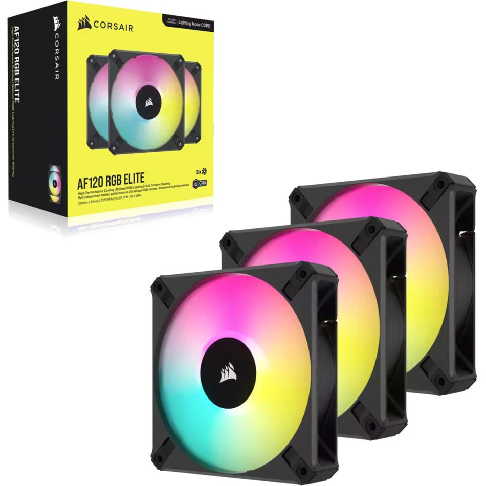 Corsair iCUE AF120 RGB ELITE 120mm PWM Triple Fan Kit - 3 Pack - CO-9050154-WW