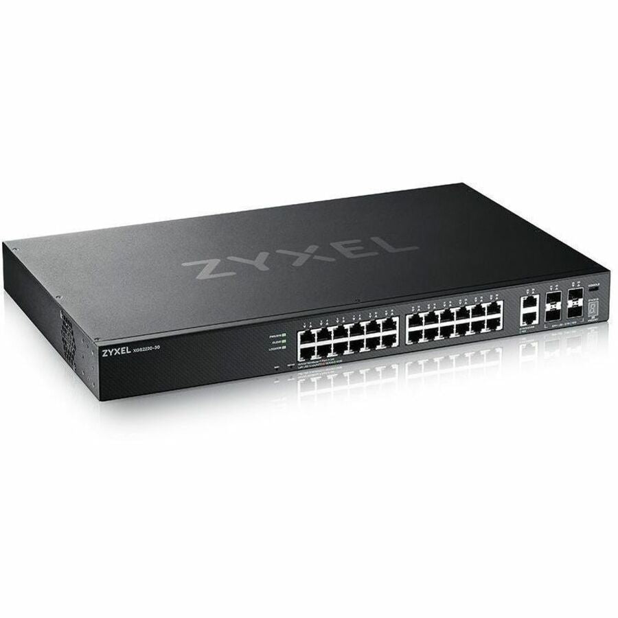 ZYXEL XGS2220-30 24-Port Gigabit L3 Managed and Nebula Pro Cloud Managed Switch with 4 SFP+ 10G Uplinks and 2 10G Ethernet Ports - XGS2220-30