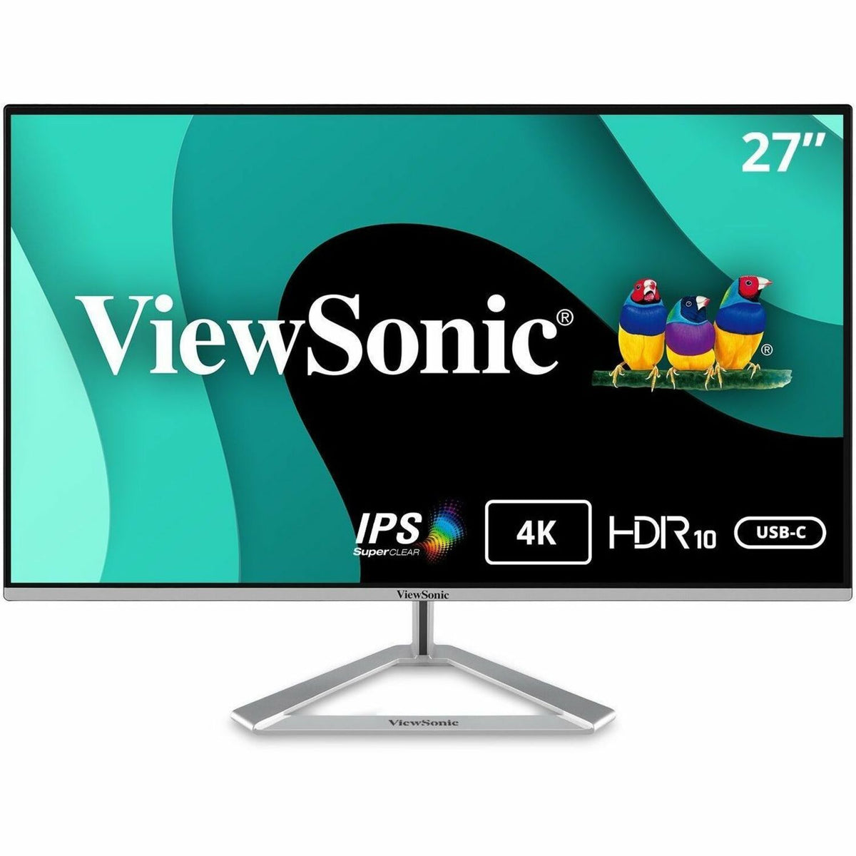 ViewSonic VX2776-4K-MHDU 27 Inch 4K IPS Monitor with Ultra HD Resolution, 65W USB C, HDR10 Content Support, Thin Bezels, HDMI and DisplayPort - VX2776-4K-MHDU