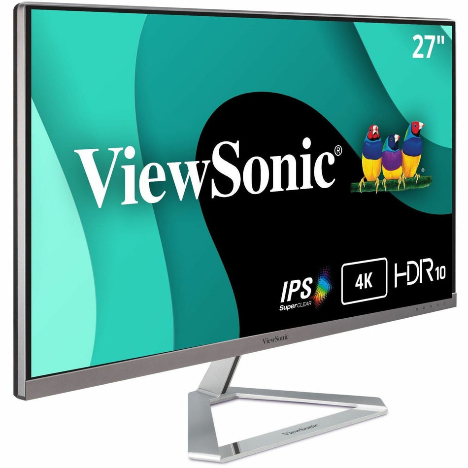 ViewSonic VX2776-4K-MHDU 27 Inch 4K IPS Monitor with Ultra HD Resolution, 65W USB C, HDR10 Content Support, Thin Bezels, HDMI and DisplayPort - VX2776-4K-MHDU