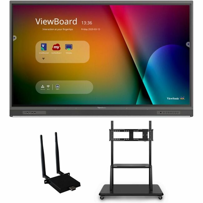 ViewSonic ViewBoard IFP6552-1C-E2 - 4K Interactive Display with WiFi Adapter, Mobile Trolley Cart - 400 cd/m2 - 65" - IFP6552-1C-E2