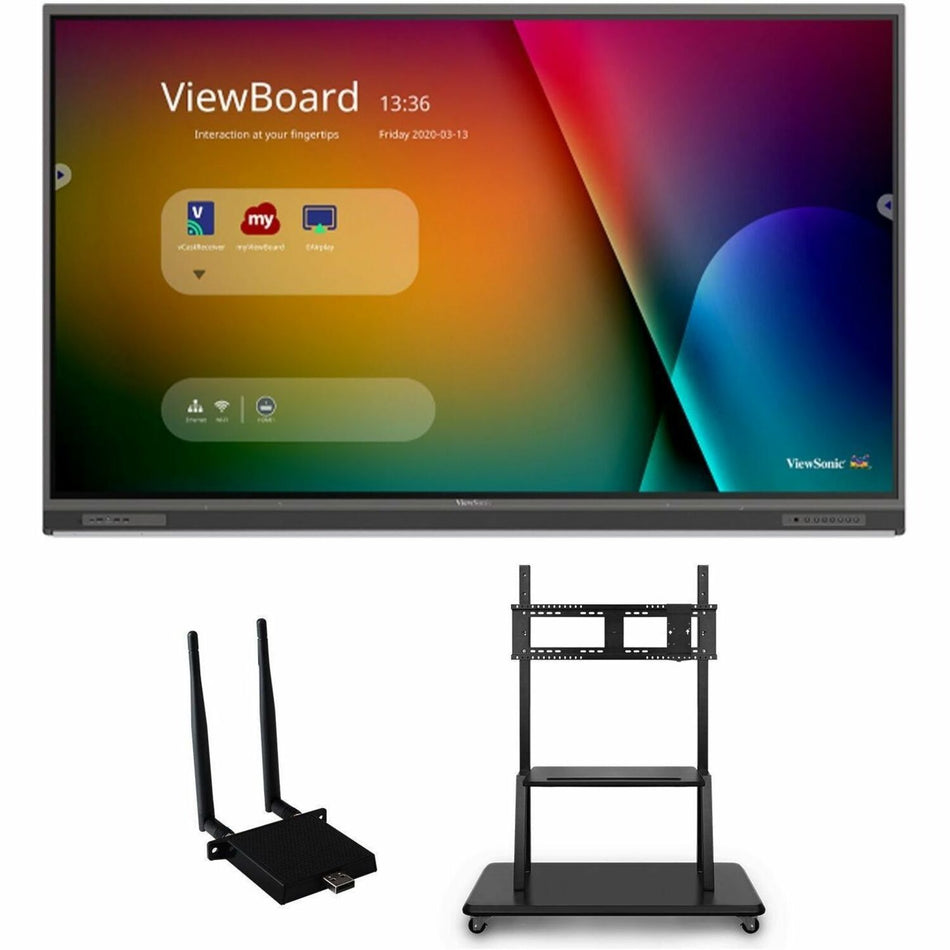 ViewSonic ViewBoard IFP8652-1C-E2 - 4K Interactive Display with WiFi Adapter, Mobile Trolley Cart - 400 cd/m2 - 86" - IFP8652-1C-E2