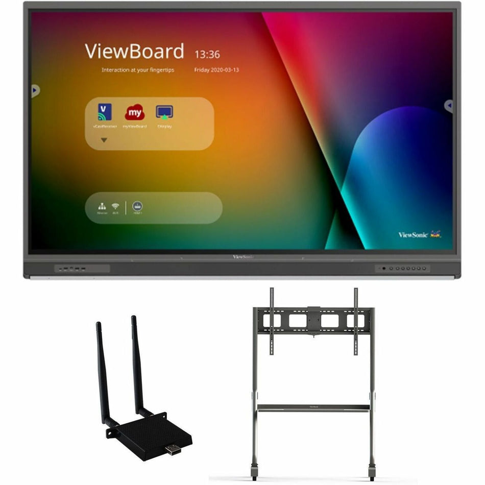 ViewSonic ViewBoard IFP6552-1C-E4 - 4K Interactive Display with WiFi Adapter and Slim Trolley Cart - 400 cd/m2 - 65" - IFP6552-1C-E4